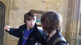 Ash and Jack prepare to climb the legendary staircase in Christ Church College that was used in the Harry Potter films for Hogwarts